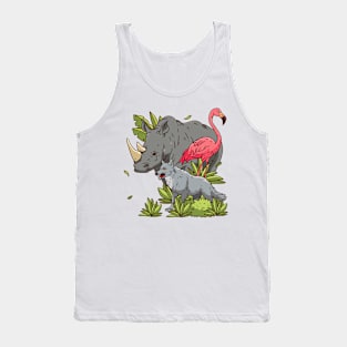 Flamingo rhino Wolf Hand drawn Tank Top